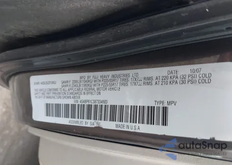 2008 Subaru Outback 2.5I/2.5I L.l. Bean Edition z USA, uszkodzony, nr VIN 4S4BP61C387334683